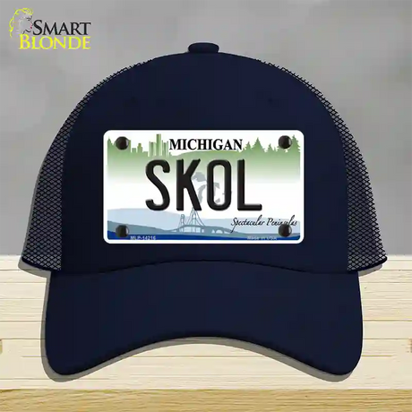 Skol Michigan Novelty License Plate Hat Mesh / Navy