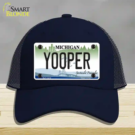 Yooper Michigan Novelty License Plate Hat Mesh / Navy