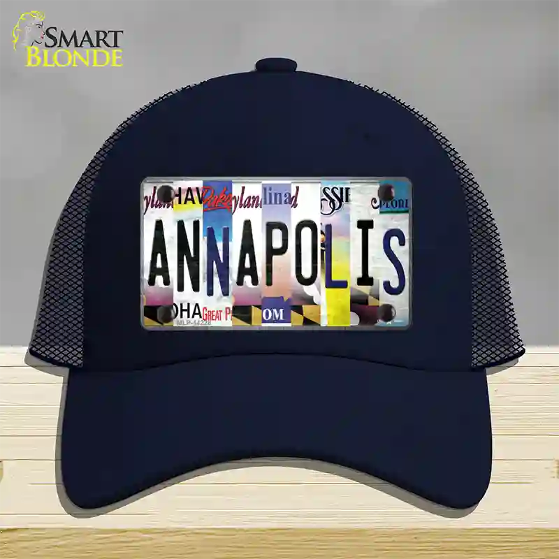 Annapolis Strip Art Novelty License Plate Hat Mesh / Navy