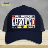 Maryland Strip Art Novelty License Plate Hat Mesh / Navy