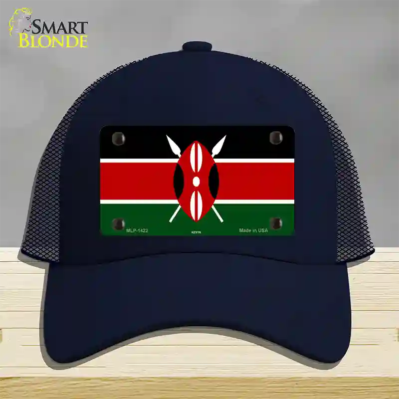 Kenya Flag Novelty License Plate Hat Mesh / Navy