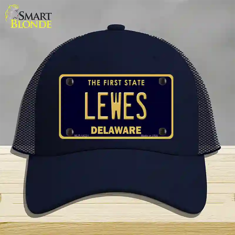 Lewes Delaware Novelty License Plate Hat Mesh / Navy