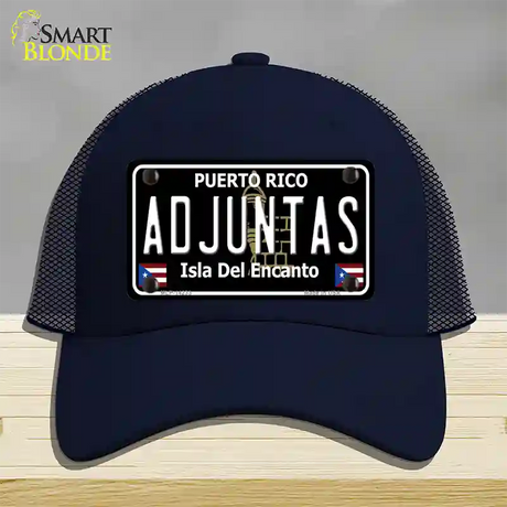 Adjuntas Puerto Rico Black Novelty License Plate Hat Mesh / Navy