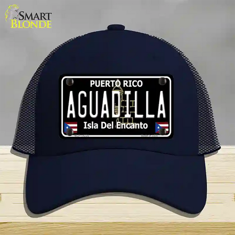 Aguadilla Puerto Rico Black Novelty License Plate Hat Mesh / Navy