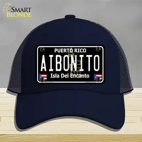 Aibonito Puerto Rico Black Novelty License Plate Hat Mesh / Navy