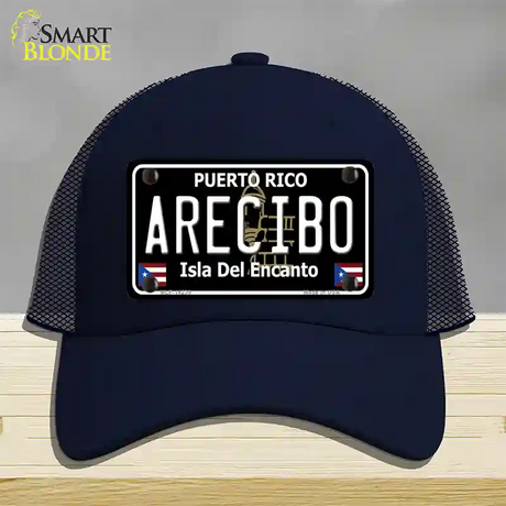 Arecibo Puerto Rico Black Novelty License Plate Hat Mesh / Navy