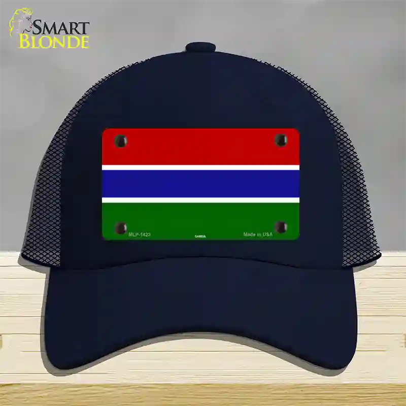 Gambia Flag Novelty License Plate Hat Mesh / Navy