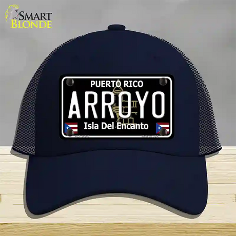 Arroyo Puerto Rico Black Novelty License Plate Hat Mesh / Navy