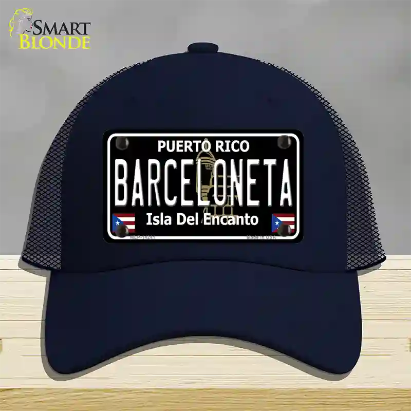 Barceloneta Puerto Rico Black Novelty License Plate Hat Mesh / Navy