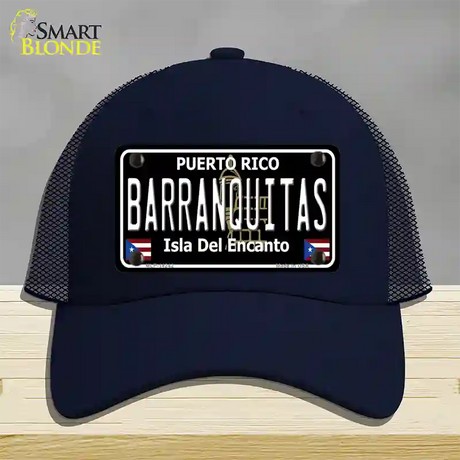 Barranquitas Puerto Rico Black Novelty License Plate Hat Mesh / Navy