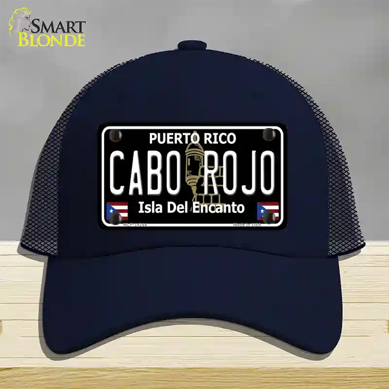 Cabo Rojo Puerto Rico Black Novelty License Plate Hat Mesh / Navy