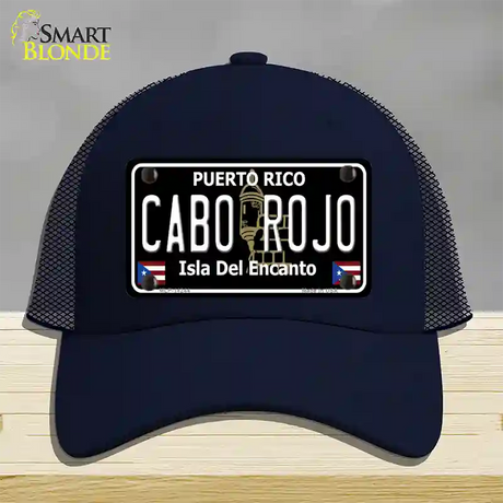 Cabo Rojo Puerto Rico Black Novelty License Plate Hat Mesh / Navy