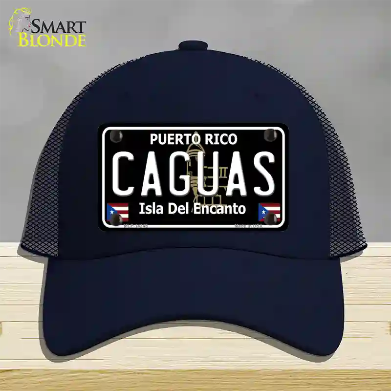 Caguas Puerto Rico Black Novelty License Plate Hat Mesh / Navy