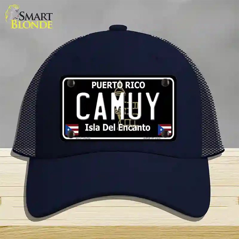 Camuy Puerto Rico Black Novelty License Plate Hat Mesh / Navy