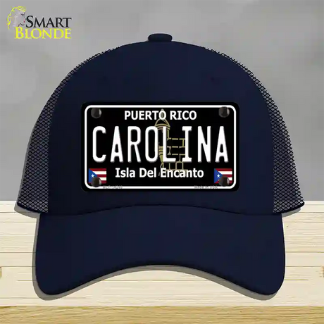 Carolina Puerto Rico Black Novelty License Plate Hat Mesh / Navy