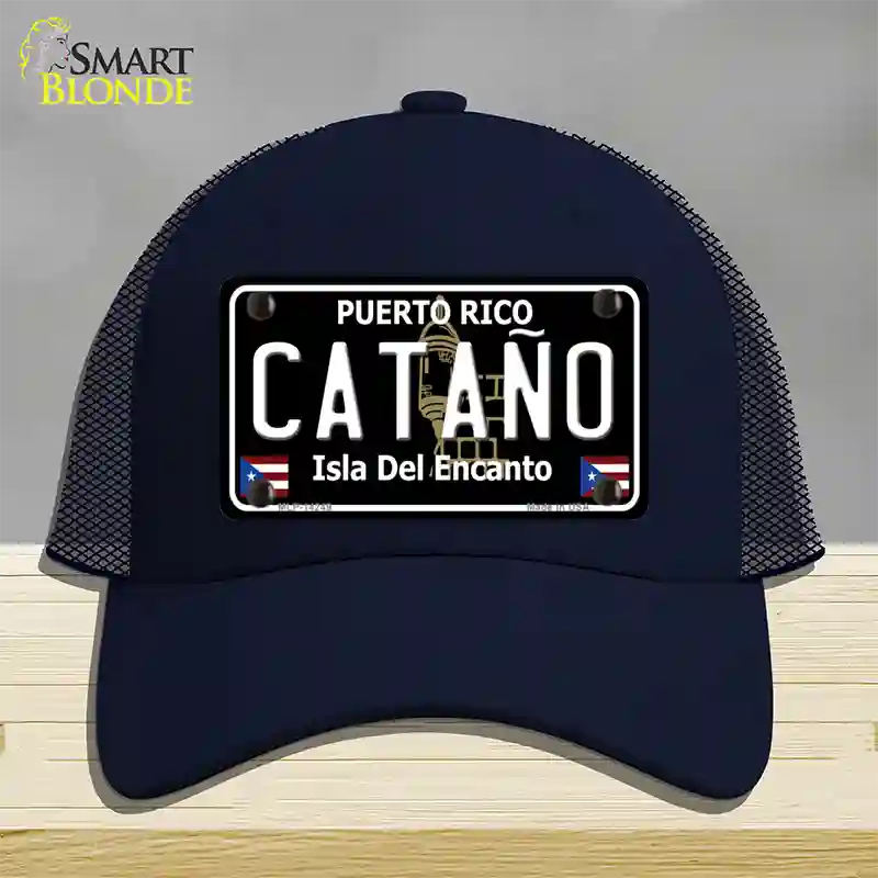 Catano Puerto Rico Black Novelty License Plate Hat Mesh / Navy