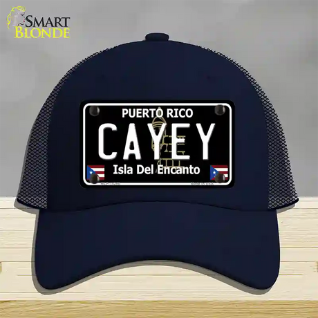 Cayey Puerto Rico Black Novelty License Plate Hat Mesh / Navy