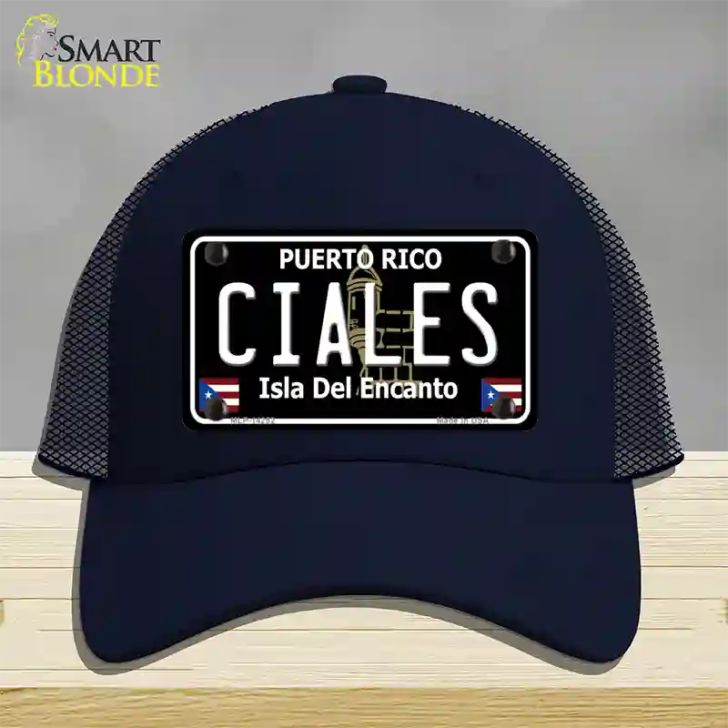 Ciales Puerto Rico Black Novelty License Plate Hat Mesh / Navy