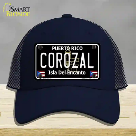 Corozal Puerto Rico Black Novelty License Plate Hat Mesh / Navy