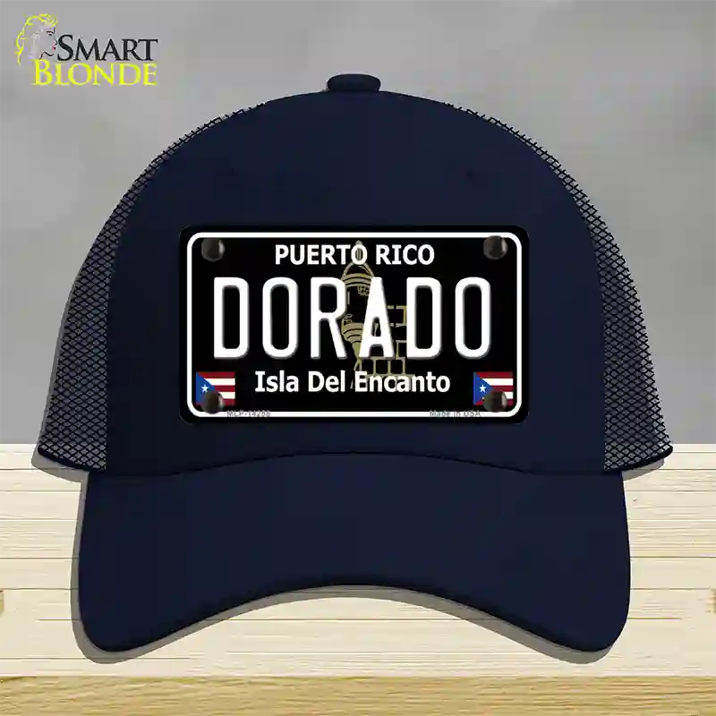 Dorado Puerto Rico Black Novelty License Plate Hat Mesh / Navy