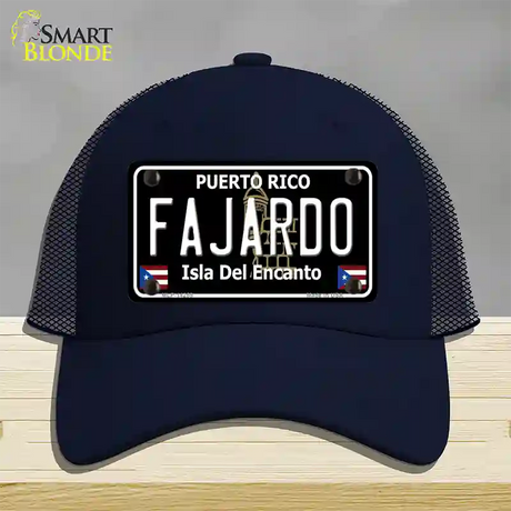 Fajardo Puerto Rico Black Novelty License Plate Hat Mesh / Navy