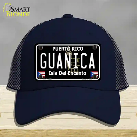 Guanica Puerto Rico Black Novelty License Plate Hat Mesh / Navy