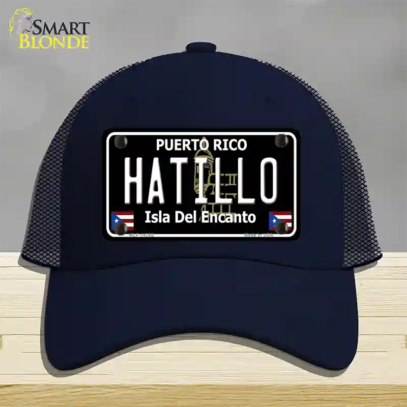 Hatillo Puerto Rico Black Novelty License Plate Hat Mesh / Navy