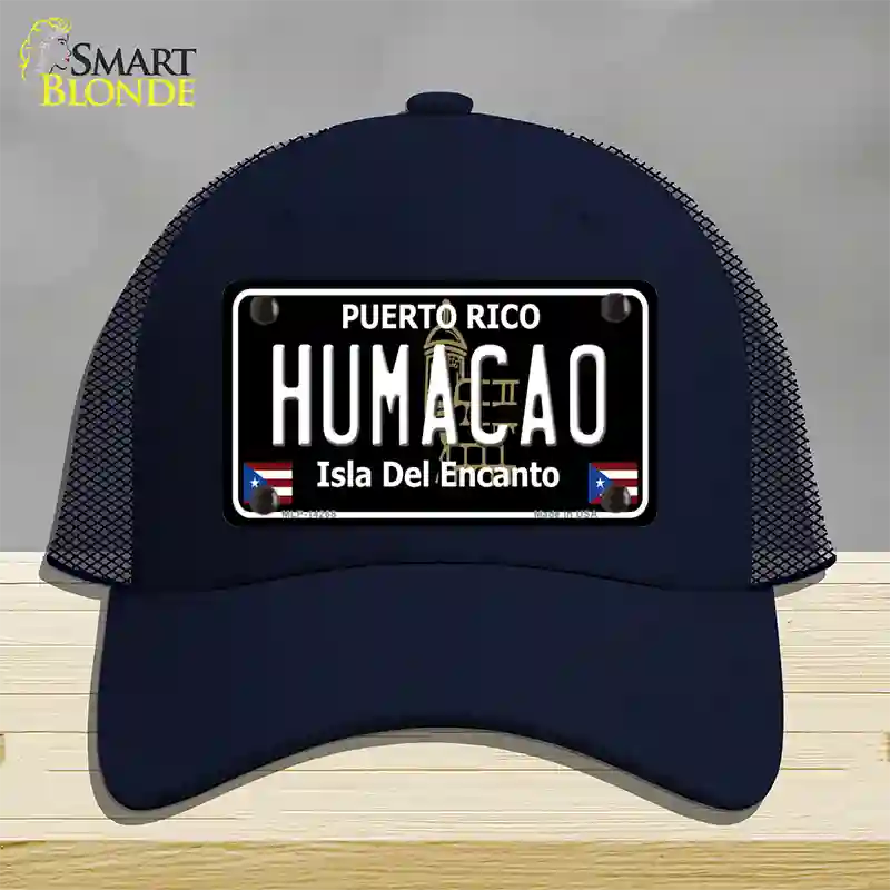 Humacao Puerto Rico Black Novelty License Plate Hat Mesh / Navy