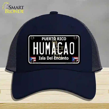 Humacao Puerto Rico Black Novelty License Plate Hat Mesh / Navy