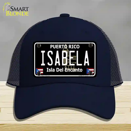 Isabela Puerto Rico Black Novelty License Plate Hat Mesh / Navy