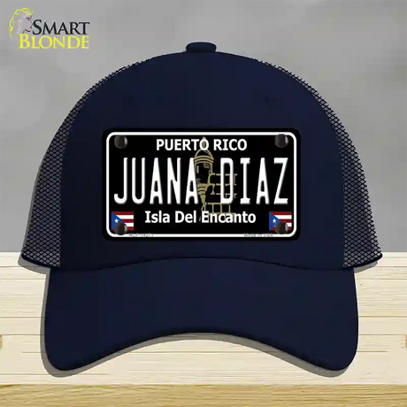 Juana Diaz Puerto Rico Black Novelty License Plate Hat Mesh / Navy