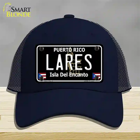 Lares Puerto Rico Black Novelty License Plate Hat Mesh / Navy