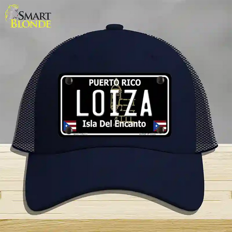 Loiza Puerto Rico Black Novelty License Plate Hat Mesh / Navy