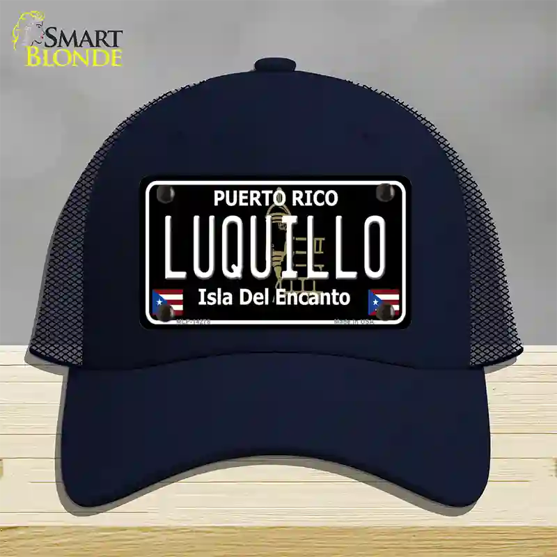 Luquillo Puerto Rico Black Novelty License Plate Hat Mesh / Navy