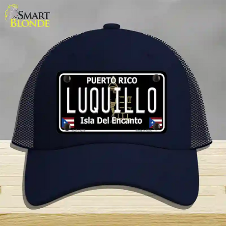 Luquillo Puerto Rico Black Novelty License Plate Hat Mesh / Navy