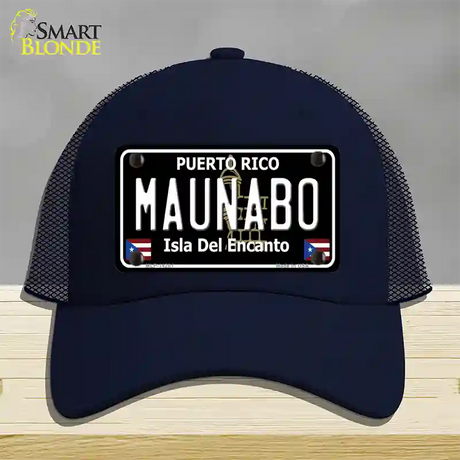 Maunabo Puerto Rico Black Novelty License Plate Hat Mesh / Navy