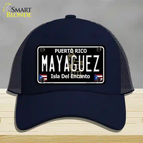 Mayaguez Puerto Rico Black Novelty License Plate Hat Mesh / Navy