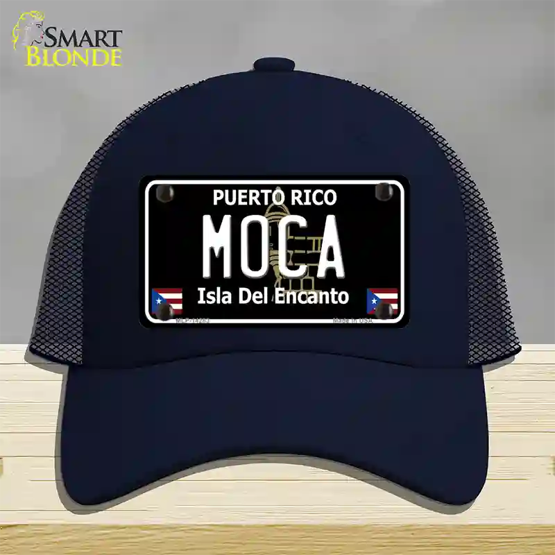 Moca Puerto Rico Black Novelty License Plate Hat Mesh / Navy