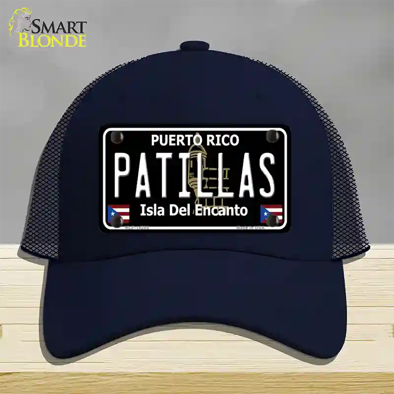 Patillas Puerto Rico Black Novelty License Plate Hat Mesh / Navy