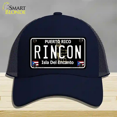 Rincon Puerto Rico Black Novelty License Plate Hat Mesh / Navy