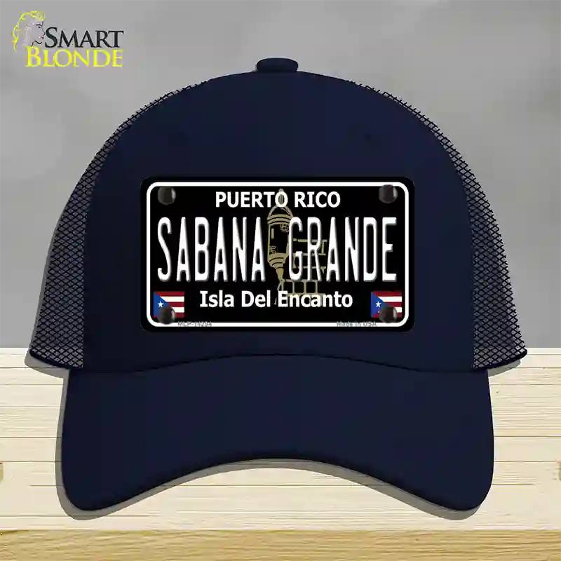 Sabana Grande Puerto Rico Black Novelty License Plate Hat Mesh / Navy