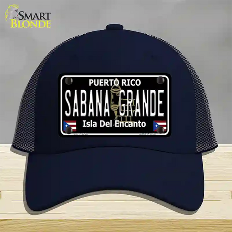 Sabana Grande Puerto Rico Black Novelty License Plate Hat Mesh / Navy