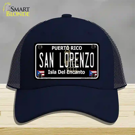 San Lorenzo Puerto Rico Black Novelty License Plate Hat Mesh / Navy