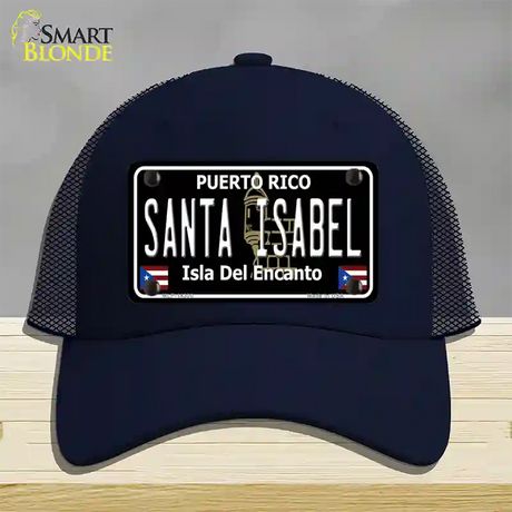 Santa Isabel Puerto Rico Black Novelty License Plate Hat Mesh / Navy