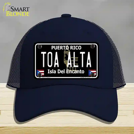 Toa Alta Puerto Rico Black Novelty License Plate Hat Mesh / Navy