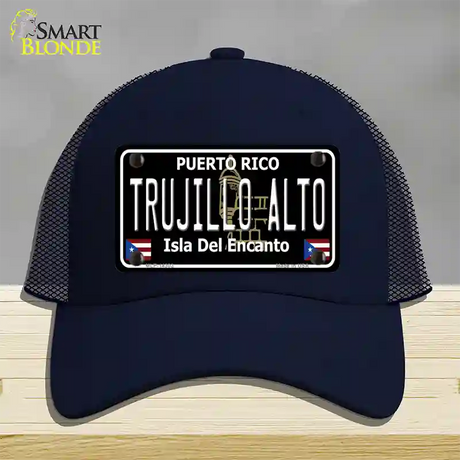 Trujillo Alto Puerto Rico Black Novelty License Plate Hat Mesh / Navy