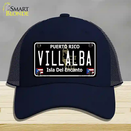 Villalba Puerto Rico Black Novelty License Plate Hat Mesh / Navy