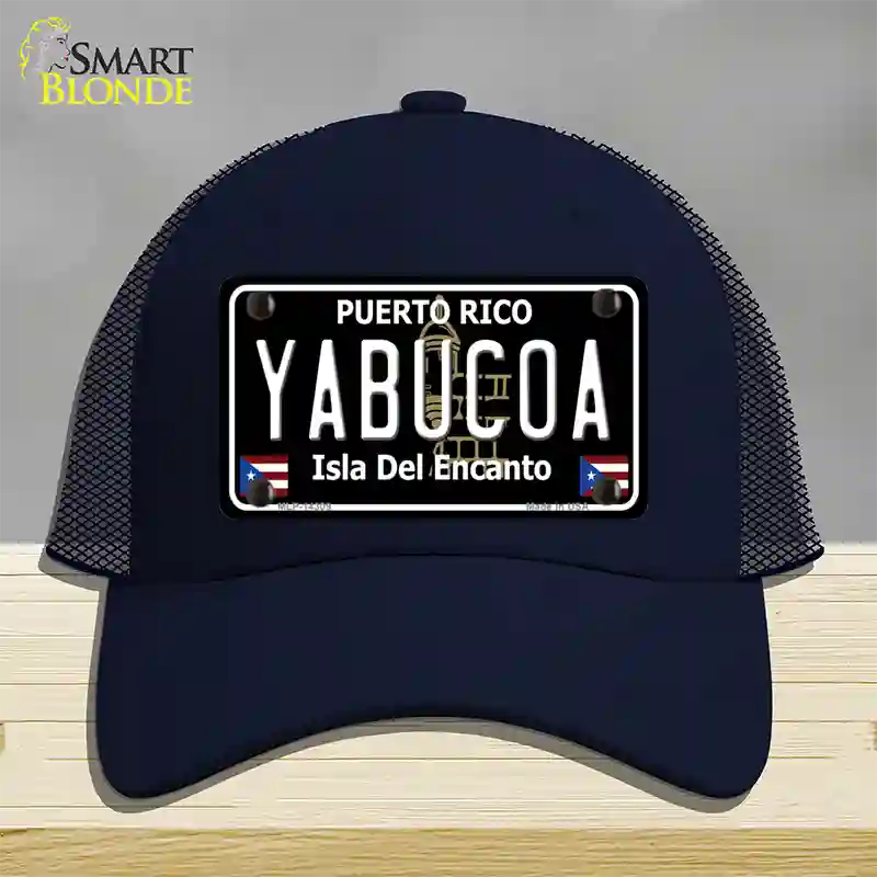 Yabucoa Puerto Rico Black Novelty License Plate Hat Mesh / Navy