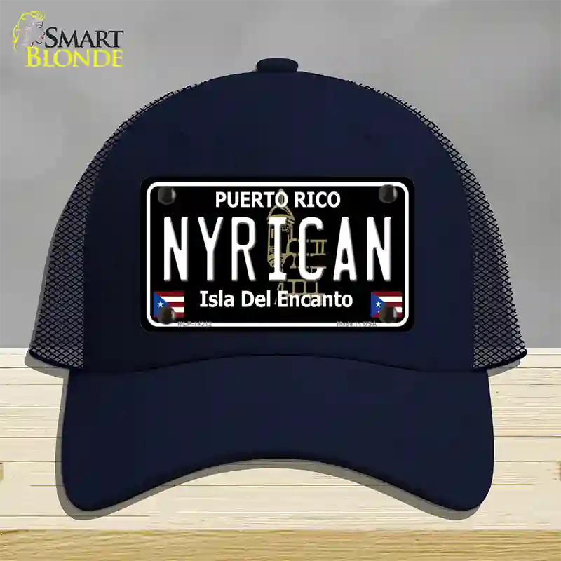 Nyrican Puerto Rico Black Novelty License Plate Hat Mesh / Navy