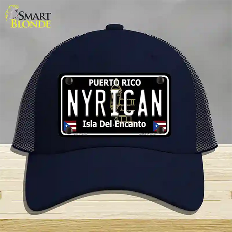 Nyrican Puerto Rico Black Novelty License Plate Hat Mesh / Navy